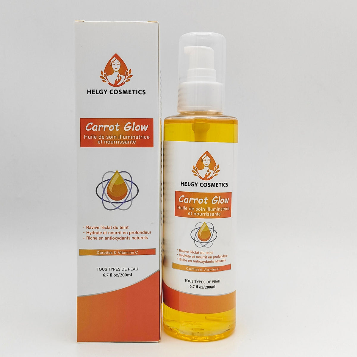 CARROT GLOW – Huile de Carottes - Huile de Soin Illuminatrice et Nourrissante - Helgy Cosmetics