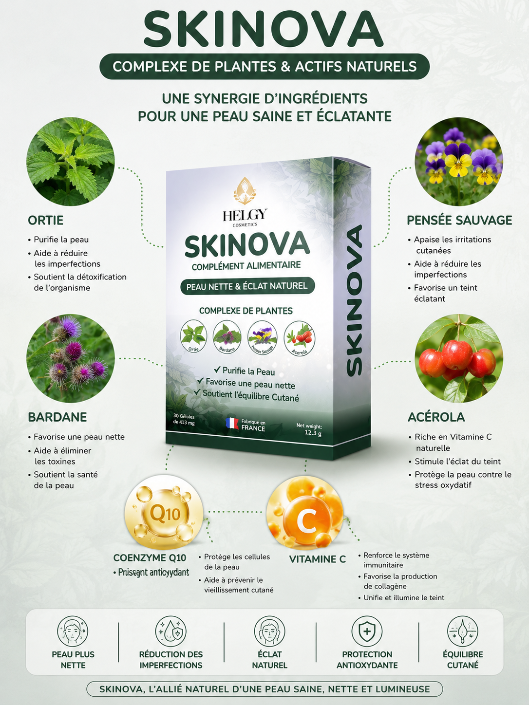 SKINOVA - Peau Nette et Éclat Naturel - Acné et Imperfections