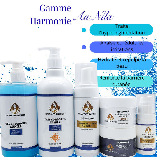 Gamme Harmonie au Nila | VISAGE ET CORPS | Réparation | Apaisement| Hyperpigmentation - Helgy Cosmetics