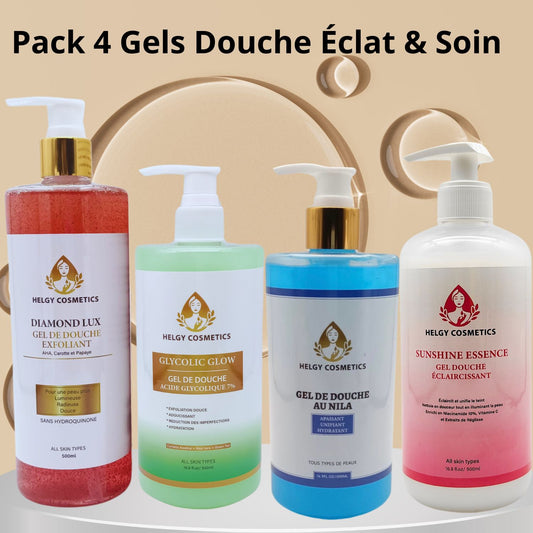 Pack 4 Gels Douche Éclat &amp; Soin - Helgy Cosmetics